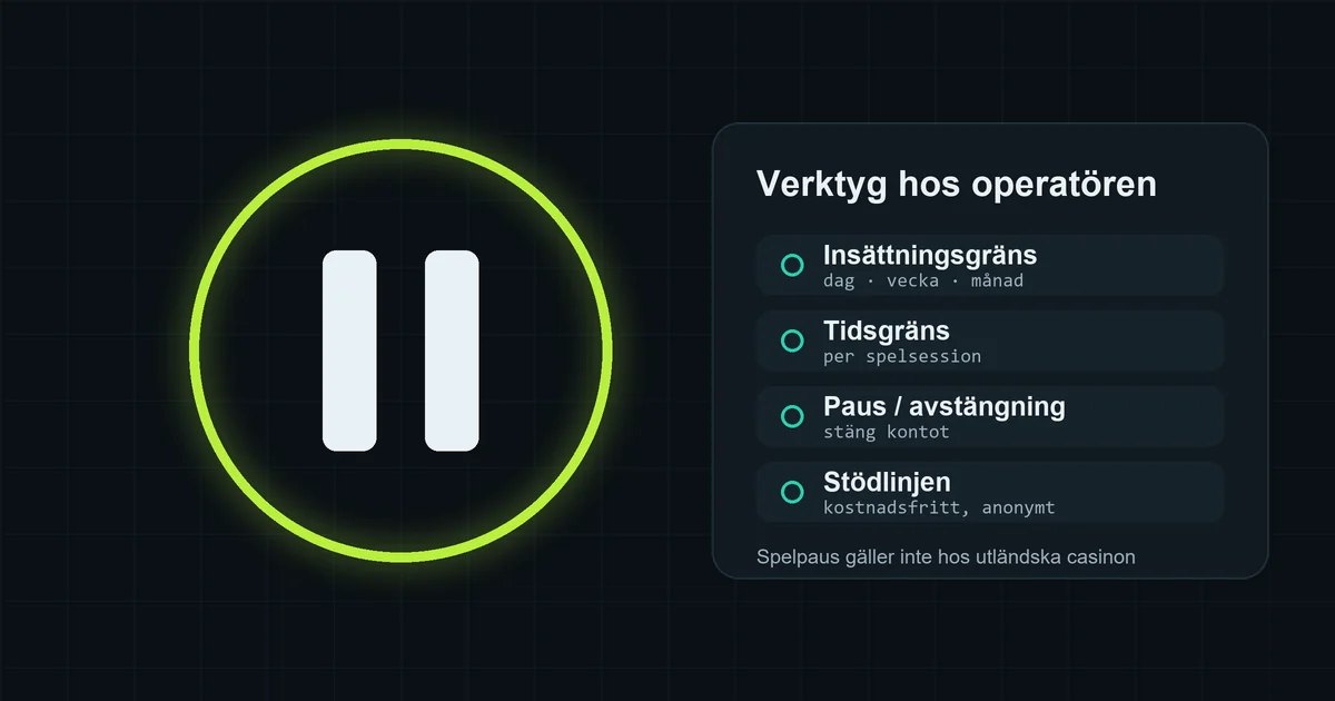 Pausknapp och verktyg hos operatören: insättningsgräns, tidsgräns, avstängning och Stödlinjen